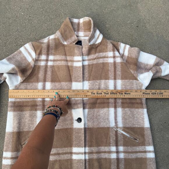 Rachel Zoe Brown Cream Plaid Print Peacoat Single Button Wool Blend 3X NWT - Picture 7 of 9